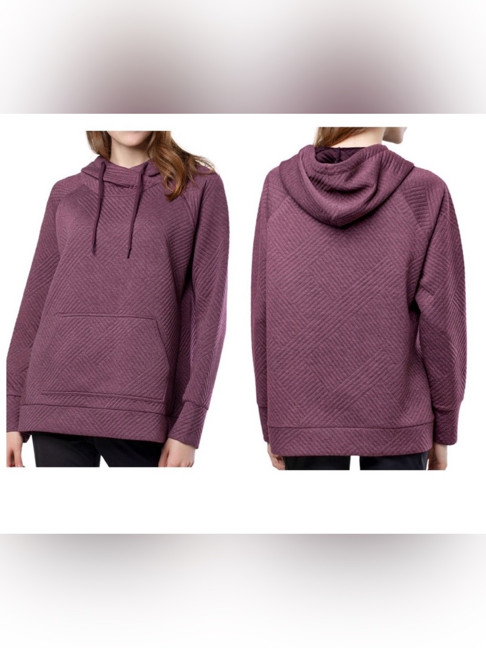 Green Tea mauve quilted pullover hoodie size XL